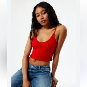 Pac Sun Lace Trim Tank Top Red Small